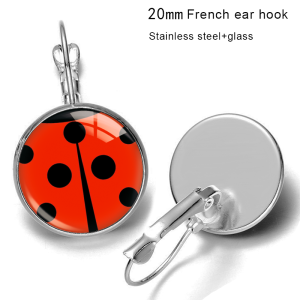 Mickey cartoon Stainless steel 20mm glass French style ear hook and earrings