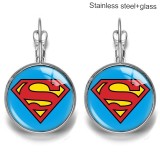 Marvel Stainless steel 20mm glass French style ear hook and earrings