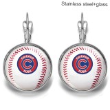 Baseball Stainless steel 20mm glass French style ear hook and earrings