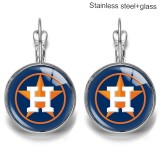 Team sport Stainless steel 20mm glass French style ear hook and earrings