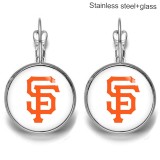 Team sport Stainless steel 20mm glass French style ear hook and earrings