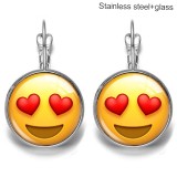 Emoji Stainless steel 20mm glass French style ear hook and earrings