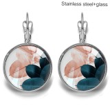 Stainless steel 20mm glass French style ear hook and earrings