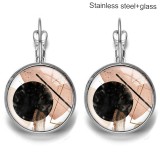 Stainless steel 20mm glass French style ear hook and earrings