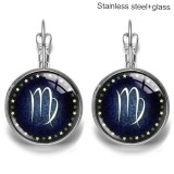 Zodiac Stainless steel 20mm glass French style ear hook and earrings