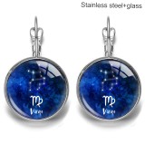 Zodiac Stainless steel 20mm glass French style ear hook and earrings