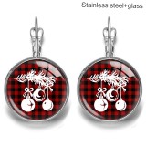 Christmas Stainless steel 20mm glass French style ear hook and earrings