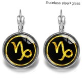 Zodiac Stainless steel 20mm glass French style ear hook and earrings