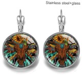 Western Cowboy Bohemia Stainless steel 20mm glass French style ear hook and earrings