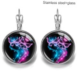 Butterfly Stainless steel 20mm glass French style ear hook and earrings