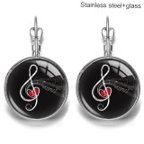 Note Stainless steel 20mm glass French style ear hook and earrings