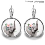 Animal Stainless steel 20mm glass French style ear hook and earrings