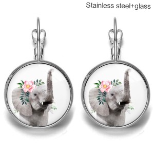 Animal Stainless steel 20mm glass French style ear hook and earrings