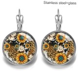 Sunflower Stainless steel 20mm glass French style ear hook and earrings