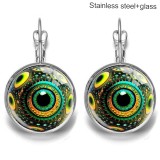 Eye Stainless steel 20mm glass French style ear hook and earrings