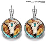 Western Cowboy Bohemia Stainless steel 20mm glass French style ear hook and earrings