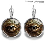 Eye Stainless steel 20mm glass French style ear hook and earrings