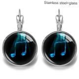 Note Stainless steel 20mm glass French style ear hook and earrings