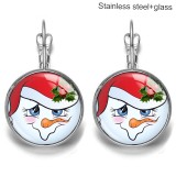 Christmas Stainless steel 20mm glass French style ear hook and earrings