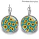 Sunflower Stainless steel 20mm glass French style ear hook and earrings