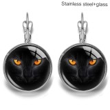 Dog Cat Stainless steel 20mm glass French style ear hook and earrings