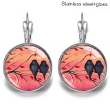 Bird Stainless steel 20mm glass French style ear hook and earrings