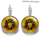 Zodiac Stainless steel 20mm glass French style ear hook and earrings