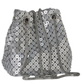 Dinner bag with diamond inlaid shiny bucket bag, handbag, chain diagonal cross bag