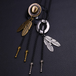 Jazz Hat Feather Hip Hop bolo tie necklace