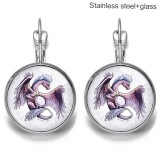 Zodiac Stainless steel 20mm glass French style ear hook and earrings