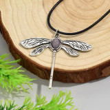 Vintage Dragonfly Texture Pendant Necklace
