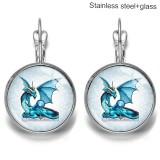 Zodiac Stainless steel 20mm glass French style ear hook and earrings