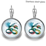 Zodiac Stainless steel 20mm glass French style ear hook and earrings