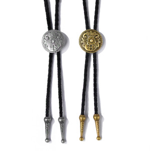 Petal style denim bolo tie necklace