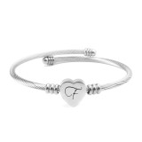 26 letter stainless steel bracelet titanium steel love letter bracelet open ladies Silver bracelet