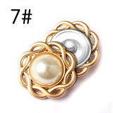 25MM love Flower Versatile metal pearl  snap button charms