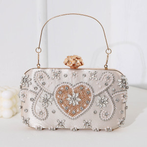 Handmade pearl embroidery banquet bag with diamond inlay for the banquet, socialite dress, hand-held crossbody handbag