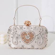 Handmade pearl embroidery banquet bag with diamond inlay for the banquet, socialite dress, hand-held crossbody handbag