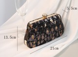 Embroidered sequin leopard print dinner bag