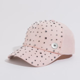Summer men and women's diamond studded duckbill cap casual baseball cap suitable for 20MM  Snaps button jewelry wholesale