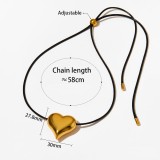 Stainless steel love pendant wax rope necklace