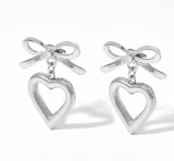 Stainless steel bow love earrings
