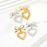 Stainless steel bow love earrings