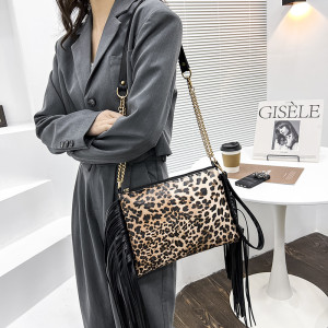 Tassel shoulder bag with printed crossbody bag