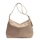 Soft leather one shoulder crossbody bag with large capacity tote bag