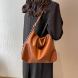 Soft leather one shoulder crossbody bag with large capacity tote bag