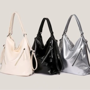 Multi functional tote bag, shoulder bag, zippered handbag, soft leather backpack