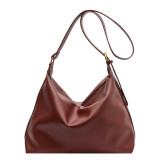 Soft leather one shoulder crossbody bag with large capacity tote bag