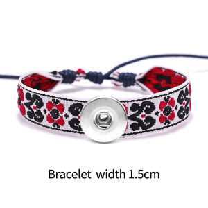 Natural Cotton and Hemp Colored Flower Bracelet fit  20MM Snaps button  wholesale