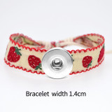 Natural Cotton and Hemp Colored Strawberry Bracelet fit  20MM Snaps button  wholesale